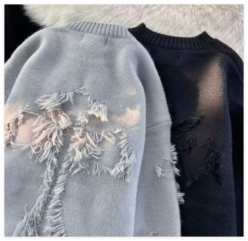 Men's Distressed Knit Sweater – Autumn & Winter