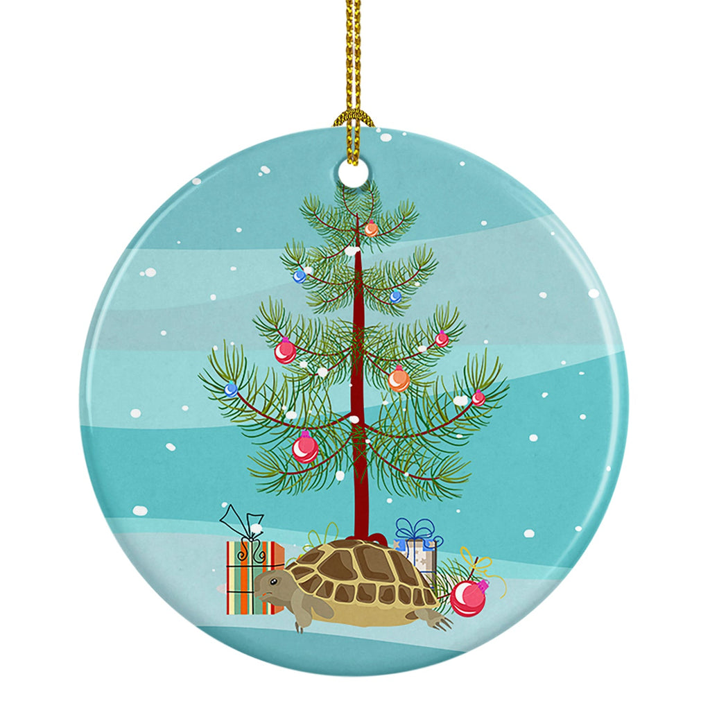 Turtle Merry Christmas Ceramic Ornament