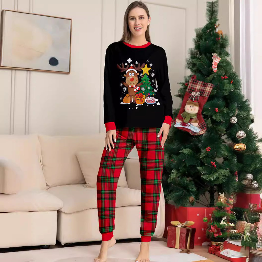 Cartoon Reindeer Christmas Family Pajama Set