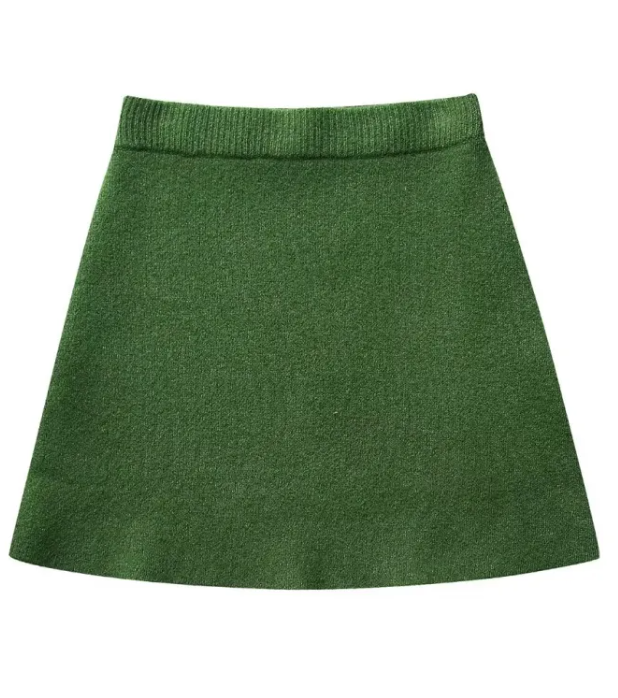 Rib Pullover Sweater High Waist Skirt Suit