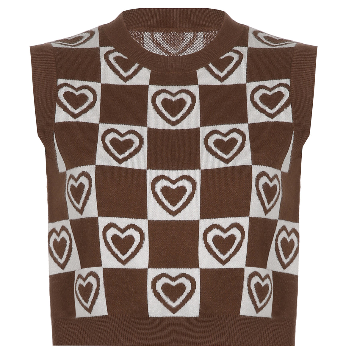 Cute Girl's Retro Plaid Sleeveless Knit Cardigan