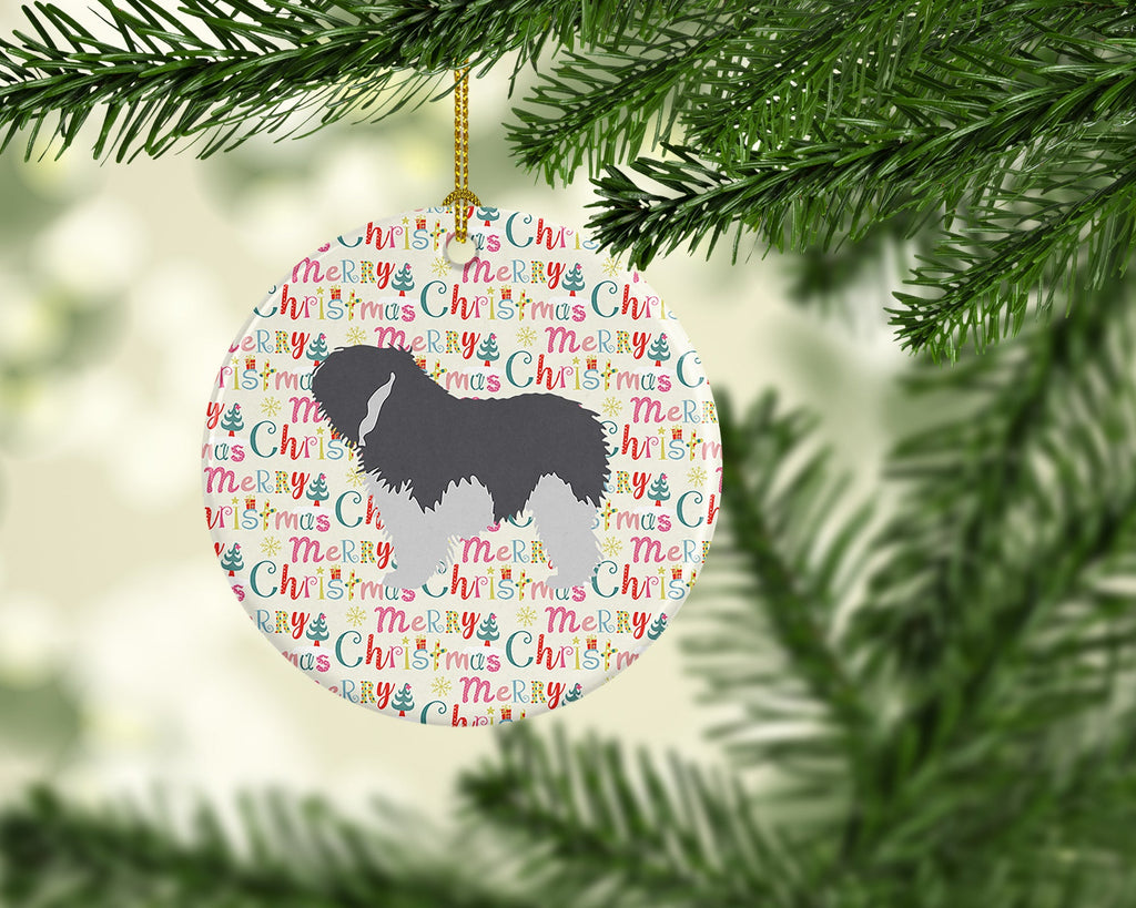 Polish Lowland Sheepdog Dog Merry Christmas Ceramic Ornament
