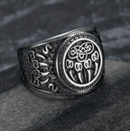 Handcrafted Stainless Steel Norse Bear Paw Signet Ring