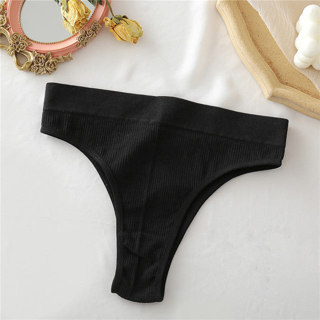FINETOO Women's Seamless High Waisted Thongs