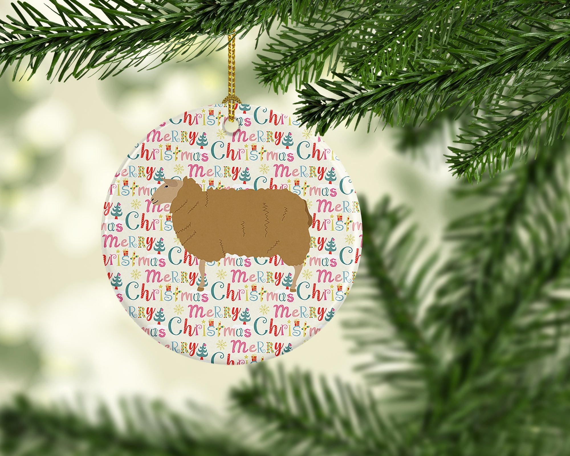 East Friesian Sheep Christmas Ceramic Ornament