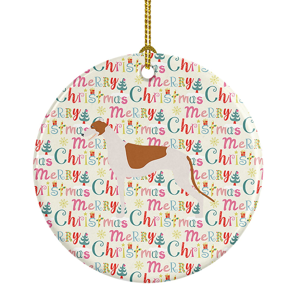 Greyhound Merry Christmas Ceramic Ornament