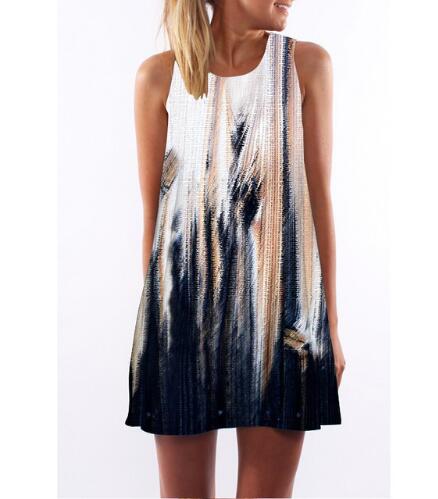 Vintage Digital Print Sleeveless Dress