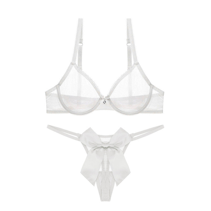 Ladies Transparent Mesh Lingerie Set - Ultra-thin Bra & Thong