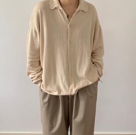 Men's Loose Lapel Single Breasted Cardigan Sweater