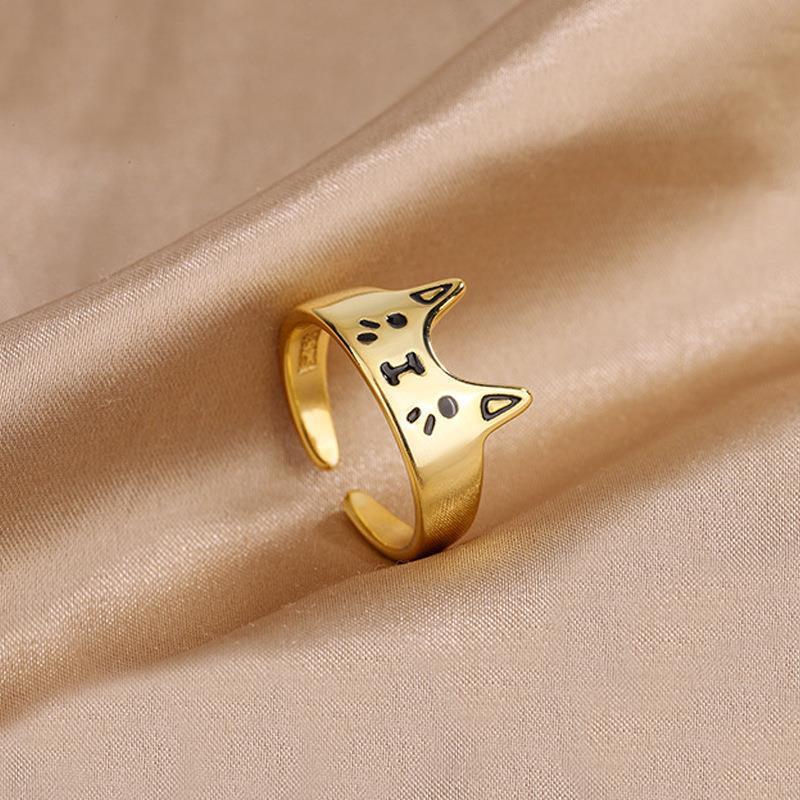 Cute Cat Face Open Ring for Women