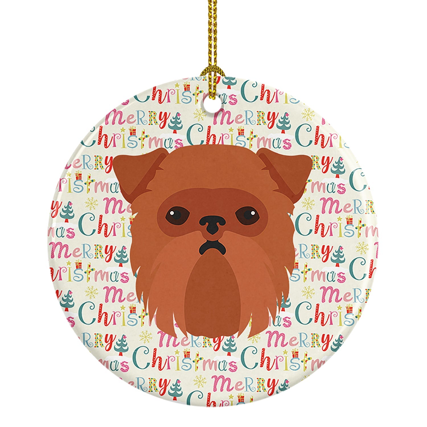 Brussels Griffon Merry Christmas Ceramic Ornament