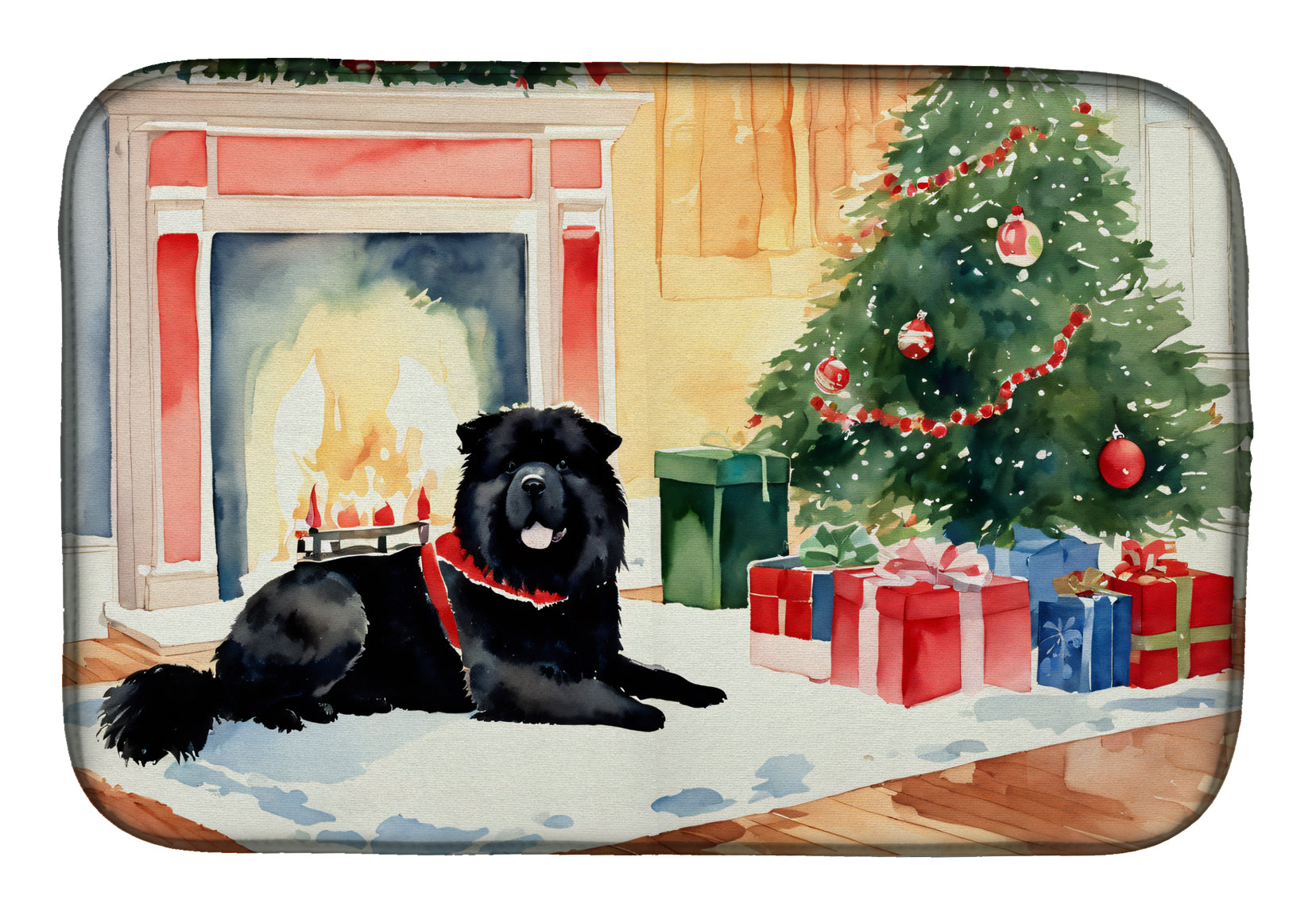Chow Chow Cozy Christmas Dish Drying Mat
