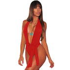 Deep Plunge Halter One-Piece Swimsuit