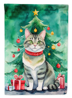 Raas Cat By the Christmas Tree Garden Flag