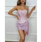 Lace See-through Tube Top Dress