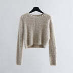 Solid Color Round Neck Pullover Sweater for Women | Streetwear