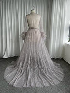 "Long Wedding Robe for Brides with Sheer Lingerie"