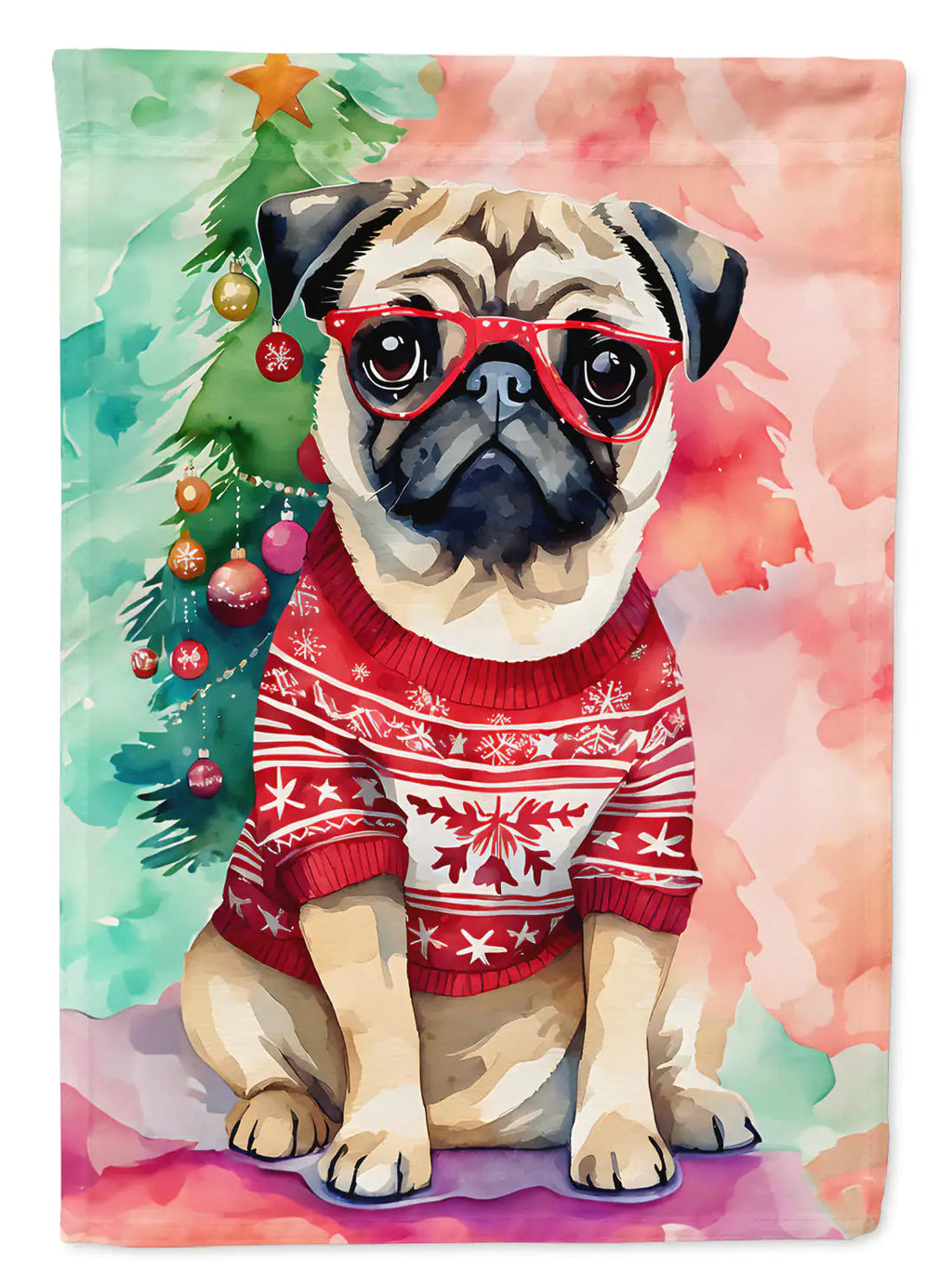 Pug Christmas Garden Flag