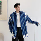 Irregular Color Contrast Stripe Fashion Coat