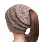 Pony Beanie Super Cute Cable Knit Hat | Embroidered Cap