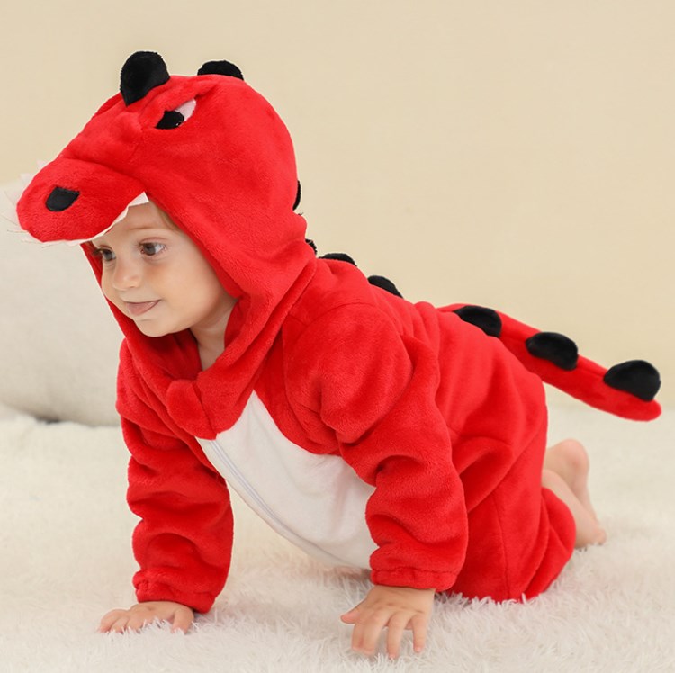 Dinosaur Cartoon Cotton Jacket for Kids' Outings