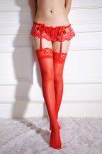 Lingerie Set with Sheer Lace and Fishnet Stockings