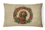 Irish Water Spaniel Christmas Flowers Throw Pillow