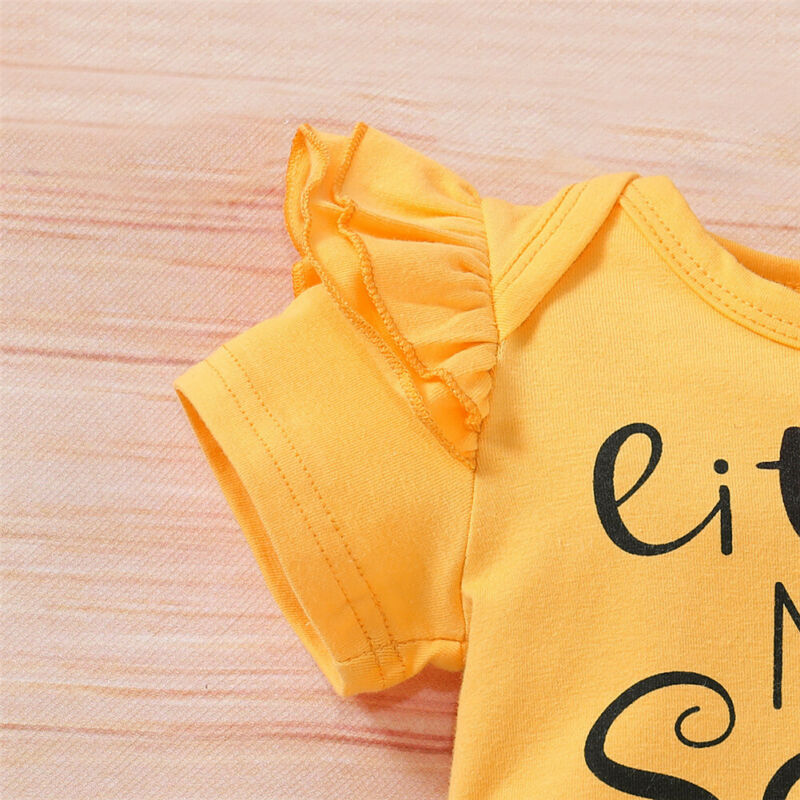 Sunflower Print Baby Bodysuit and Shorts Set (3 Pieces)