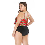 Plus Size Cherry Print High Waist Bikini Swimsuit