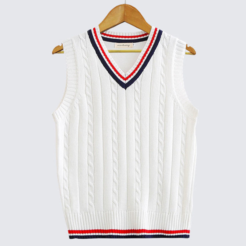 Men's Cable Knit V-Neck Cricket Sweater Vest