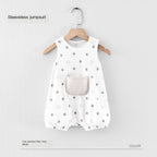 Baby Sleeveless Cotton Bodysuit with Star Design