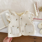 Girls' Fleece-Lined Quilted Jacket and Flounced Top