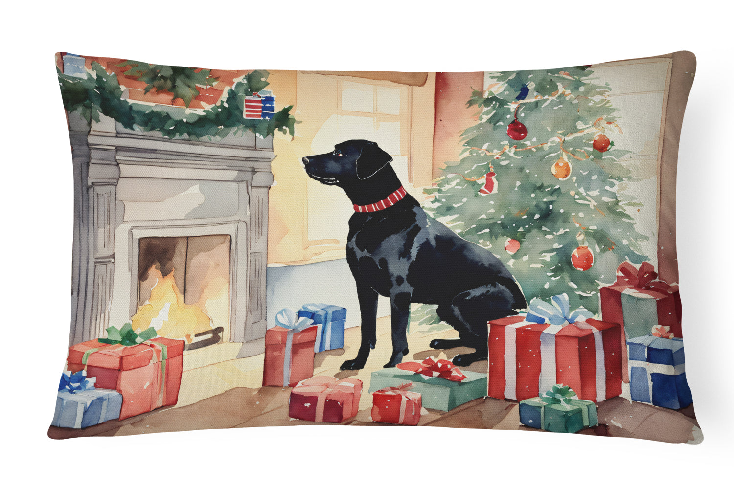 Labrador Retriever Cozy Christmas Throw Pillow