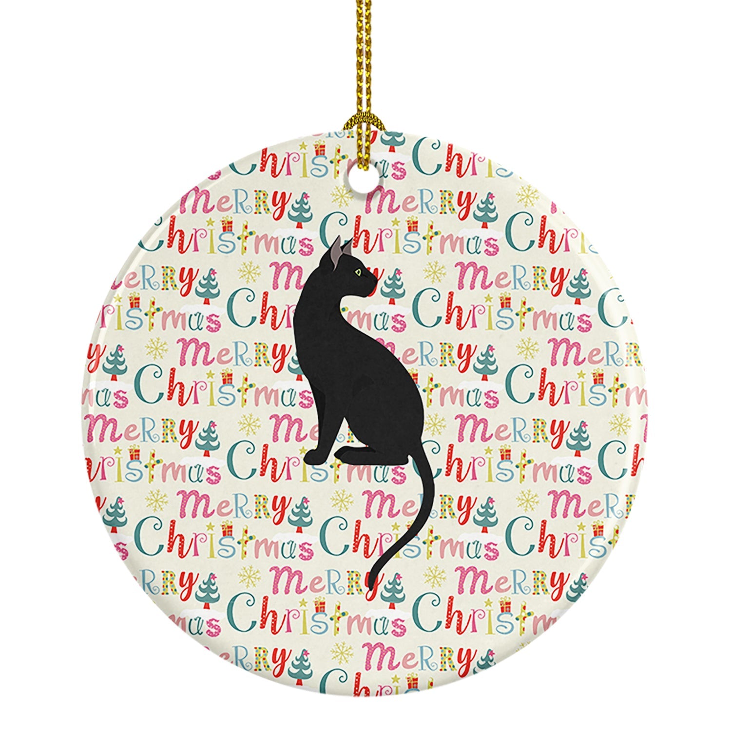 Pantherette Cat Christmas Ceramic Ornament