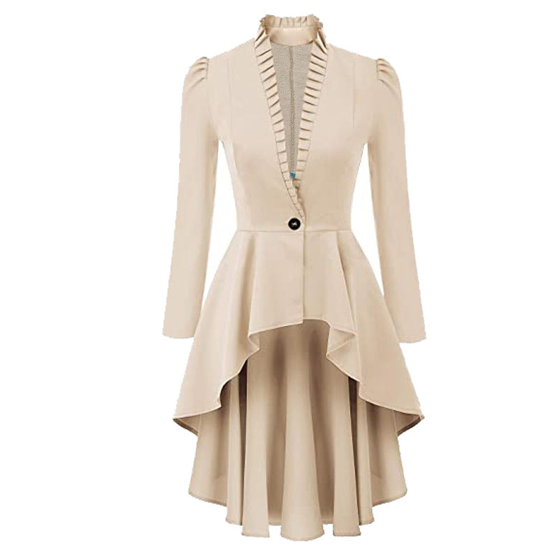 Solid Color Cotton Coat with Suit Collar (Europe & America)