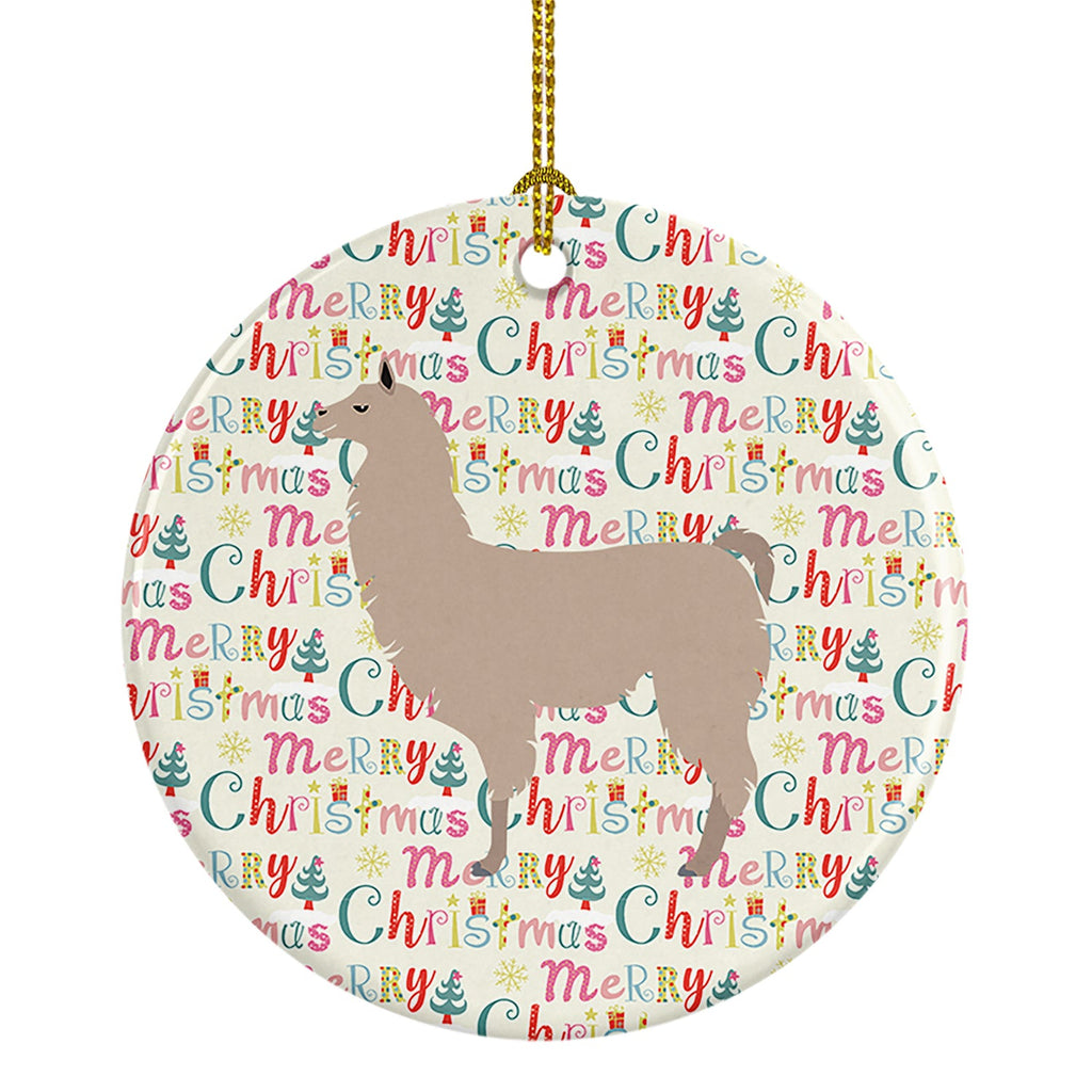 Llama Christmas Ceramic Ornament