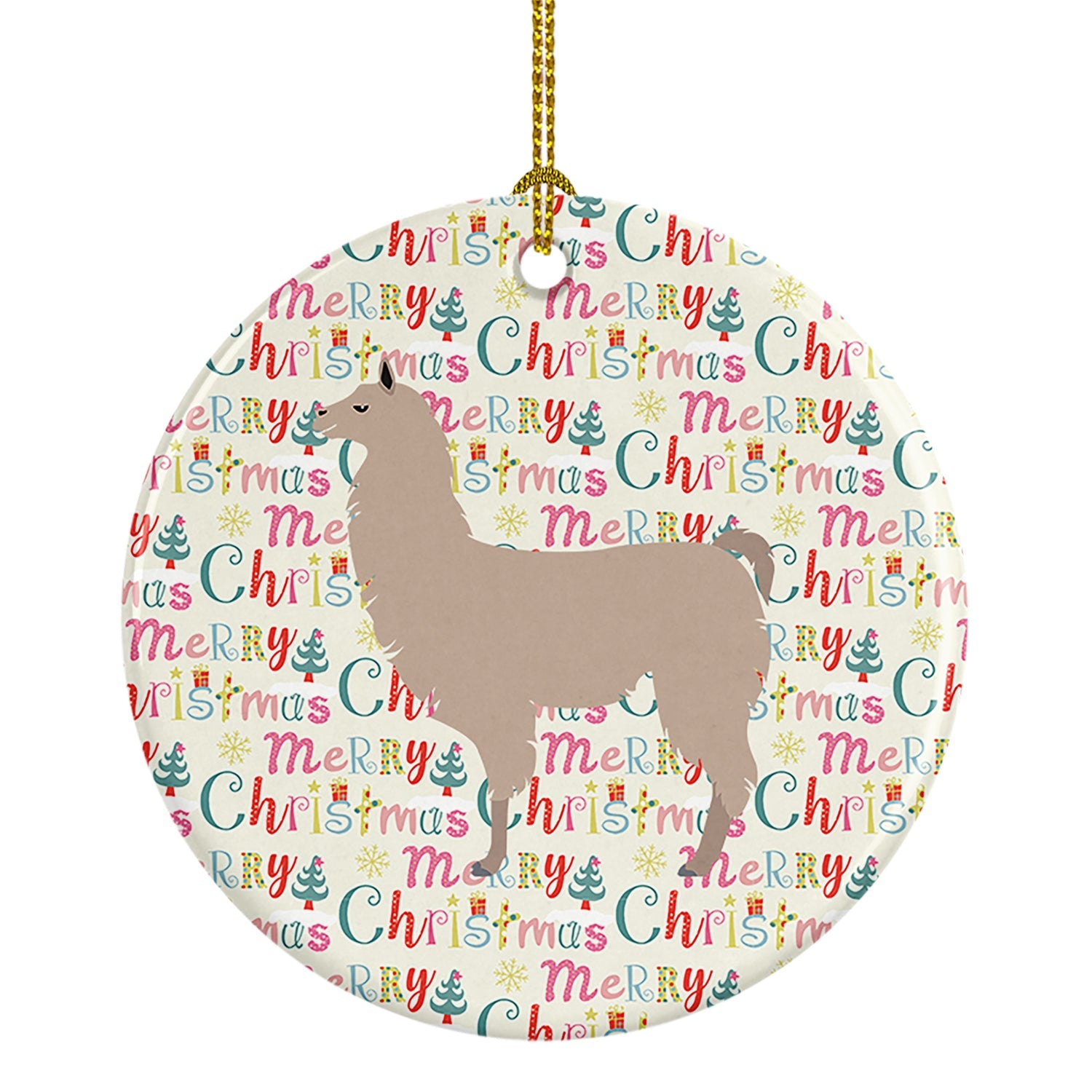 Llama Christmas Ceramic Ornament