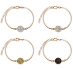 Silver Round Bracelet with Stone Christmas Charm