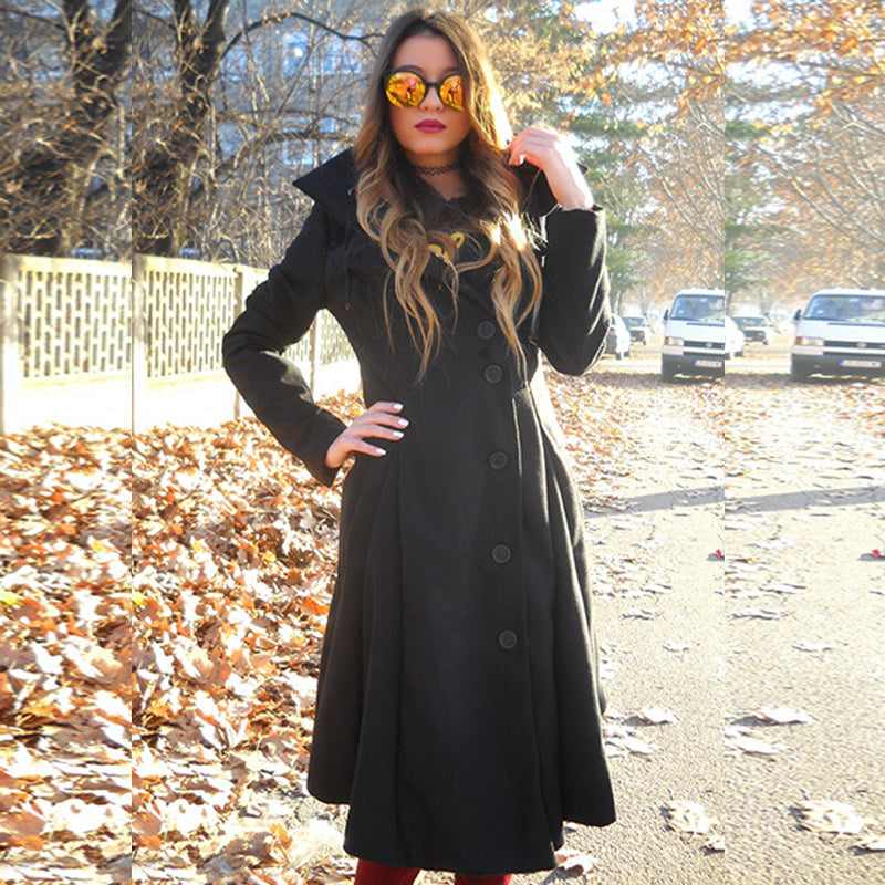 Slim Double Breasted Long Trench Coat