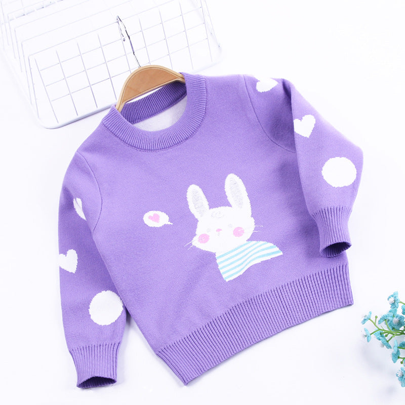 Knit Sweater with Love Rabbit Design Double Coat