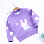 Knit Sweater with Love Rabbit Design Double Coat