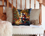 Old English Sheepdog and Santa Claus Throw Pillow
