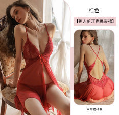 Oshilin Lace Temptation Lingerie Set with Sheer Nightgown