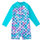 Girls' Long-Sleeved Mermaid One-Piece Swimsuit