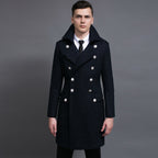 Retro Double-Row Woolen Coat for Men