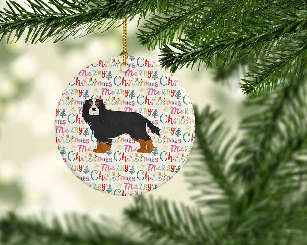 Cavalier King Charles Spaniel Merry Christmas Ceramic Ornament
