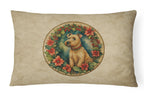 Lakeland Terrier Christmas Flowers Throw Pillow