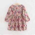 Spring Autumn Girls' Floral Dress - Korean Style Princess Dress