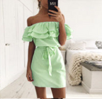 Striped Ruffled Sleeve Off-Shoulder Dress for Women