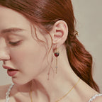 Silver Christmas Elk Antler Long Tassel Earrings